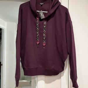 Express Embellished Drawstring Hooded Sweatshirt